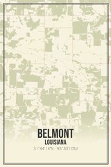 Retro US city map of Belmont, Louisiana. Vintage street map.