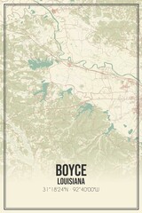 Retro US city map of Boyce, Louisiana. Vintage street map.