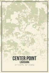 Retro US city map of Center Point, Louisiana. Vintage street map.