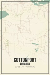 Fototapeta premium Retro US city map of Cottonport, Louisiana. Vintage street map.