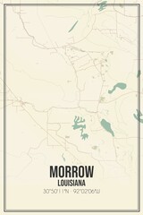 Retro US city map of Morrow, Louisiana. Vintage street map.