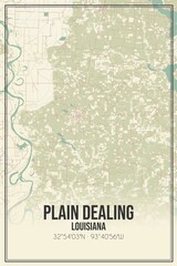 Retro US city map of Plain Dealing, Louisiana. Vintage street map.