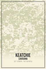 Retro US city map of Keatchie, Louisiana. Vintage street map.