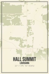 Retro US city map of Hall Summit, Louisiana. Vintage street map.