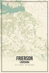Retro US city map of Frierson, Louisiana. Vintage street map.