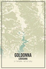 Retro US city map of Goldonna, Louisiana. Vintage street map.