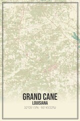 Retro US city map of Grand Cane, Louisiana. Vintage street map.