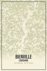 Retro US city map of Bienville, Louisiana. Vintage street map.