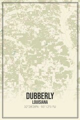 Retro US city map of Dubberly, Louisiana. Vintage street map.