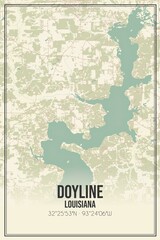 Retro US city map of Doyline, Louisiana. Vintage street map.