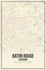 Fototapeta na wymiar Retro US city map of Baton Rouge, Louisiana. Vintage street map.