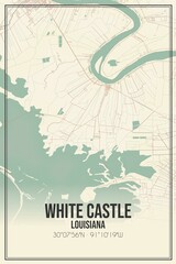 Retro US city map of White Castle, Louisiana. Vintage street map.