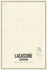 Retro US city map of Lacassine, Louisiana. Vintage street map.