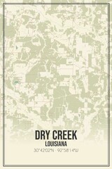 Retro US city map of Dry Creek, Louisiana. Vintage street map.