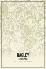 Retro US city map of Ragley, Louisiana. Vintage street map.
