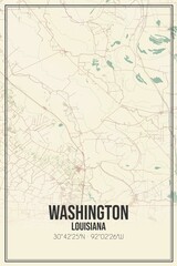 Retro US city map of Washington, Louisiana. Vintage street map.