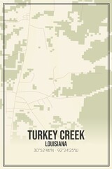 Retro US city map of Turkey Creek, Louisiana. Vintage street map.