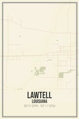 Retro US city map of Lawtell, Louisiana. Vintage street map.