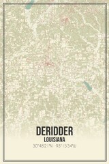Retro US city map of Deridder, Louisiana. Vintage street map.
