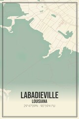 Retro US city map of Labadieville, Louisiana. Vintage street map.