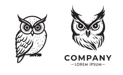 Poster owl logo set. Owl logo vector silhouette © OLGA