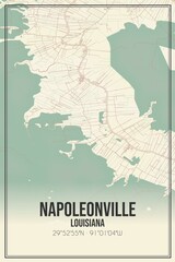 Retro US city map of Napoleonville, Louisiana. Vintage street map.