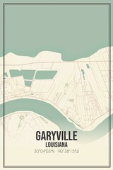 Retro US city map of Garyville, Louisiana. Vintage street map.