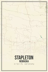 Retro US city map of Stapleton, Nebraska. Vintage street map.