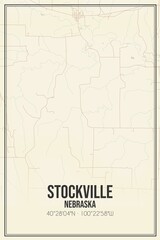 Retro US city map of Stockville, Nebraska. Vintage street map.