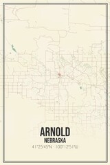 Retro US city map of Arnold, Nebraska. Vintage street map.