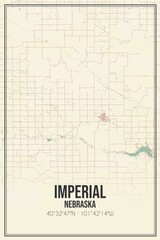 Retro US city map of Imperial, Nebraska. Vintage street map.