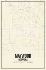 Retro US city map of Maywood, Nebraska. Vintage street map.