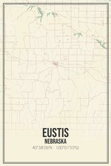 Retro US city map of Eustis, Nebraska. Vintage street map.