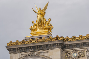 Fototapeta na wymiar Opera National de Paris: Grand Opera (Garnier Palace) is famous neo-baroque building in Paris, France. 