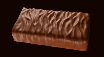 Chocolate coated on Crispy wafer, Design for Packaging Concept, with Clipping path 3d illustration