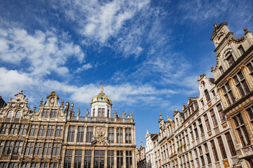 Fototapeta na wymiar Gothic style guild houses in the historic Grand Place in Brussels, Belgium