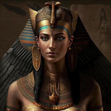 Ancient Egyptian goddess of fertility and motherhood Maat. Fantasy Ancient Egypt. AI