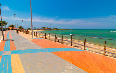calçadão colorido da Praia Areia Preta Guarapari região metropolitana de Vitória, Espirito Santo, Brasil