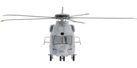 front view of White Helicopter for make mockup Isolated On empty Background