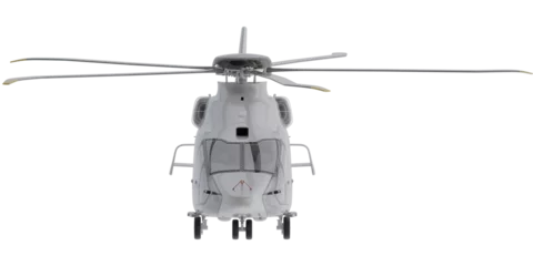 Foto op Plexiglas front view of White Helicopter for make mockup Isolated On empty Background © purgatory.art
