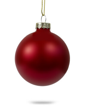 Red Christmas baubles isolated on white background. Christmas tree toy.