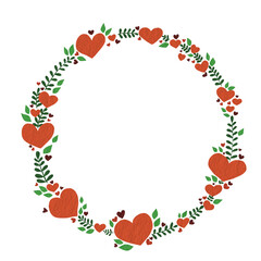 Red heart with fern wreath illustration for decoration on wedding and Valentine&rsquo;s day.
