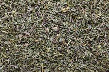 Top view of dried thyme as background