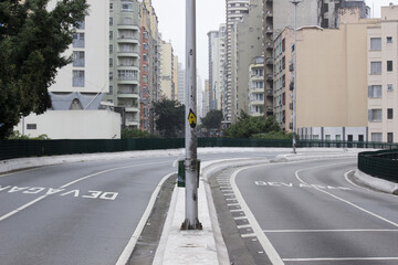 Empty Highway in Downtown with building background