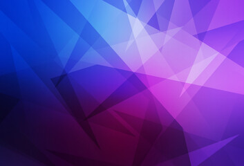 Dark Pink, Blue vector background with triangles.