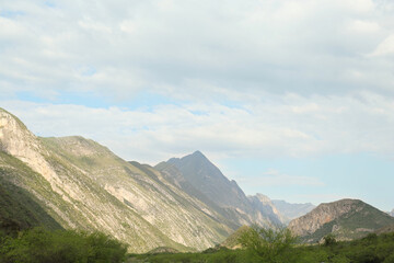 Fototapeta premium Picturesque landscape with beautiful high mountains outdoors