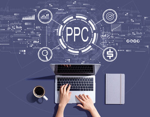 PPC - Pay per click concept with person using a laptop computer