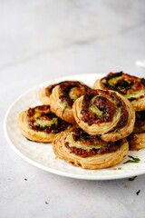 Homemade Puff pastry mushroom pinwheels - holiday appetizer