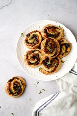 Homemade Puff pastry mushroom pinwheels - holiday appetizer