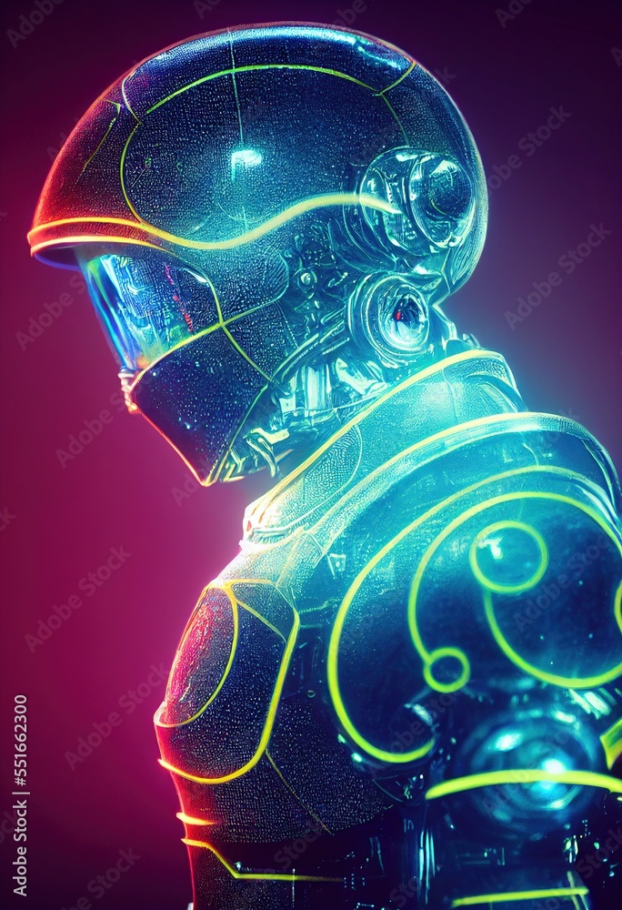 Wall mural a fictional person, not based on a real person. portrait of an fictional astronaut in a spacesuit. h